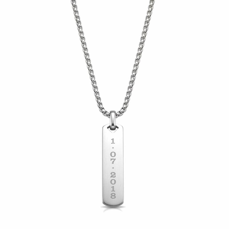 Collier personnalisé homme médaille rectangulaire, acier