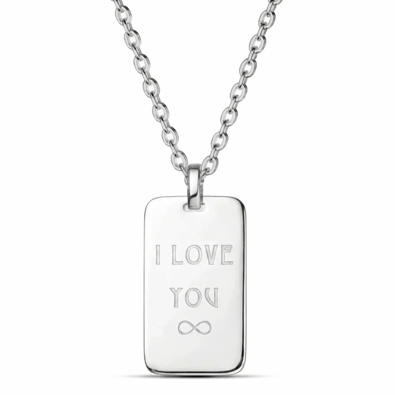 Collier Homme Gravé Acier – Médaille Rectangulaire