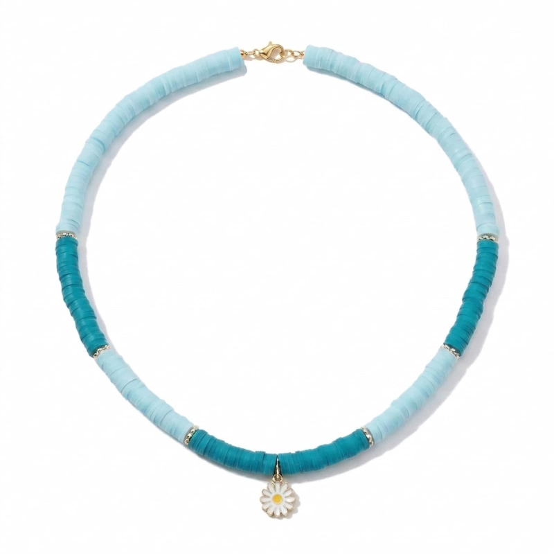 Collier personnalisé enfant bicolore perles Heishi avec charms, acier