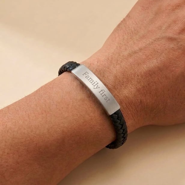 Bracelet Cuir Homme et petite Plaque Acier