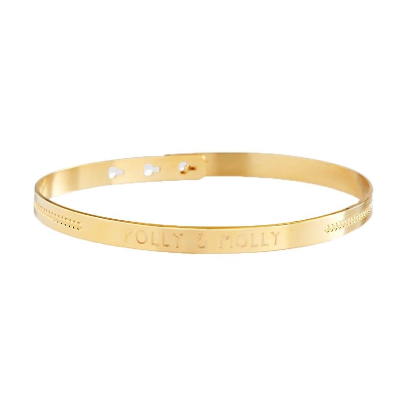 Packshot du bracelet jonc perlé gravé en Plaqué Or