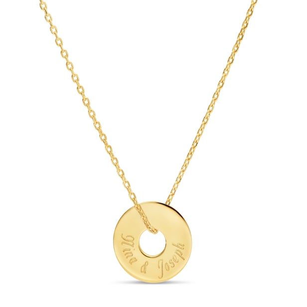 Packshot du Collier médaille jeton 15 mm gravée en Plaqué Or Packshot du Collier médaille jeton 15 mm gravée en Plaqué Or