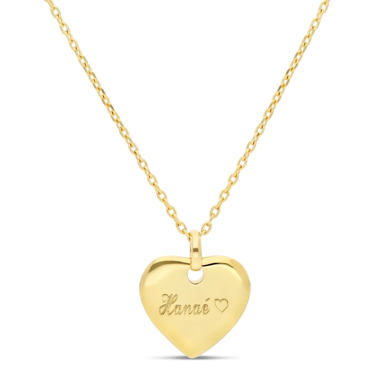 Collier personnalisé médaille coeur, plaqué or