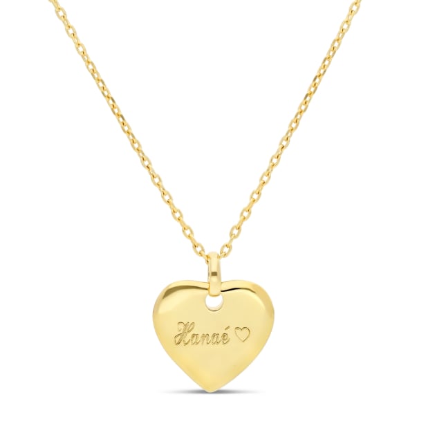 Collier personnalisé médaille coeur, plaqué or