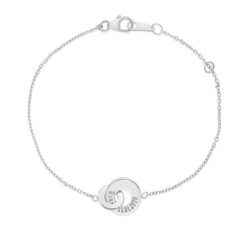 Packshot du bracelet personnalisé anneaux entrelacés Argent