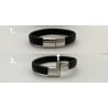 Bracelet homme personnalisé en cuir noir et bleu tressé