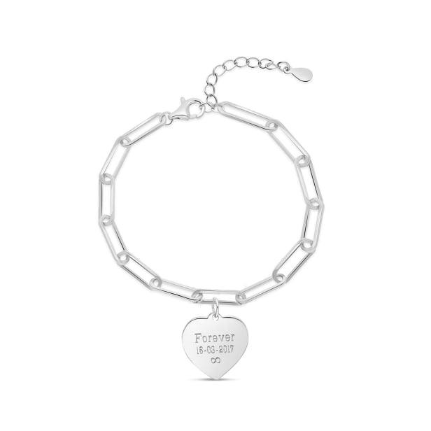 Packshot du bracelet trombone médaille cœur Argent