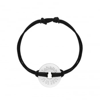 Packshot bracelet cordon femme médaille cible Argent 20 mm