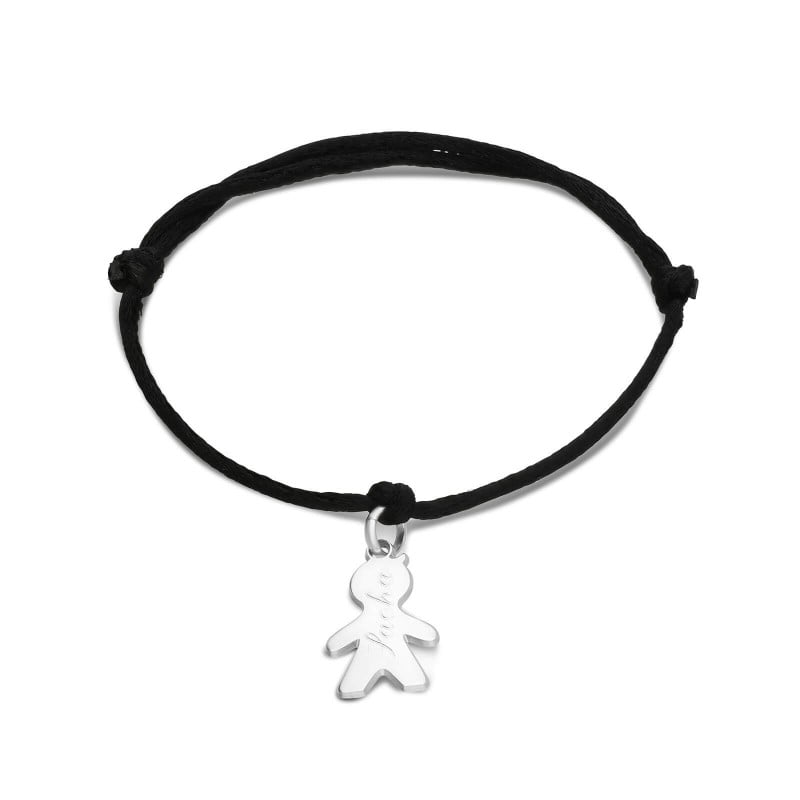 Packshot bracelet cordon et pendentif garçon en Argent personnalisé