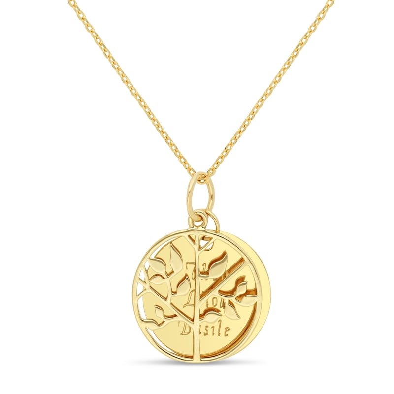 Collier personnalisé médaille 20 mm et pendentif arbre de vie Plaqué Or