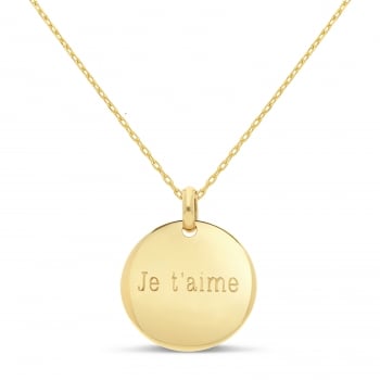 Packshot du collier personnalisé médaille bombée 20 mm Plaqué Or