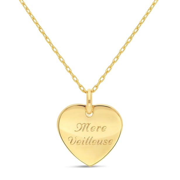 Collier personnalisé pendentif coeur bombé, plaqué or