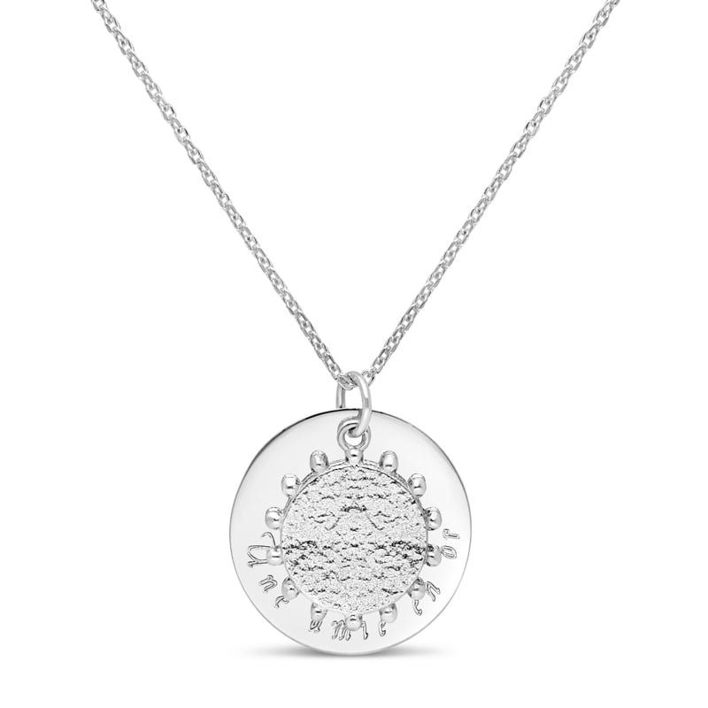 Packshot du Collier personnalisé médaille 20 mm avec pendentif martelé soleil Argent