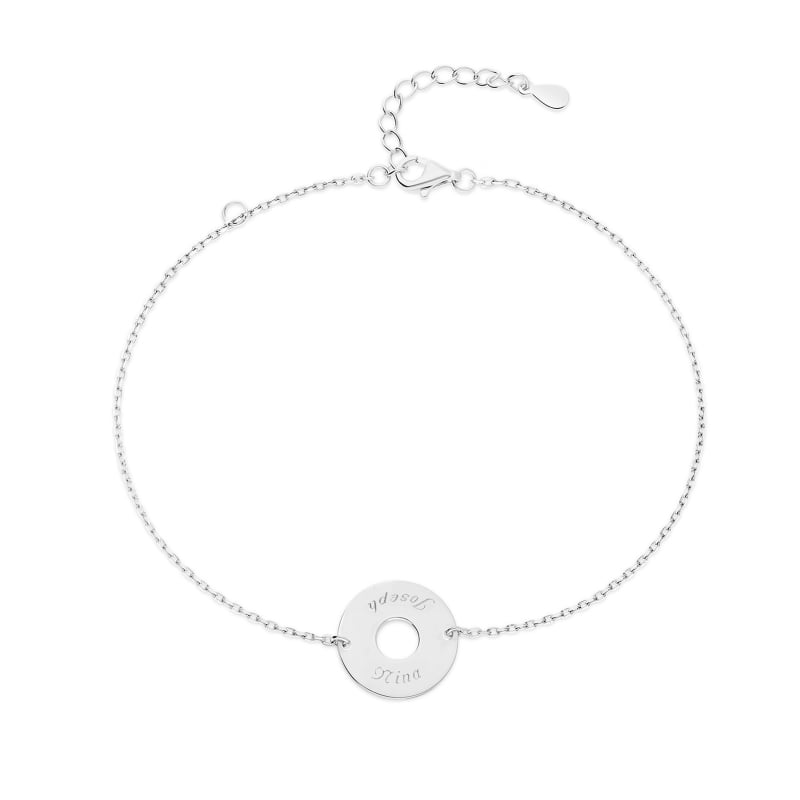 Packshot du bracelet double chaînes et anneau personnalisé en Argent