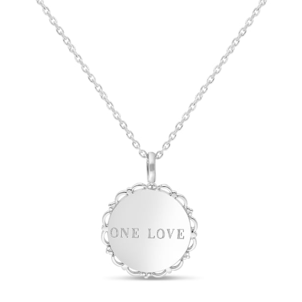 Collier médaille dentelle gravée, argent