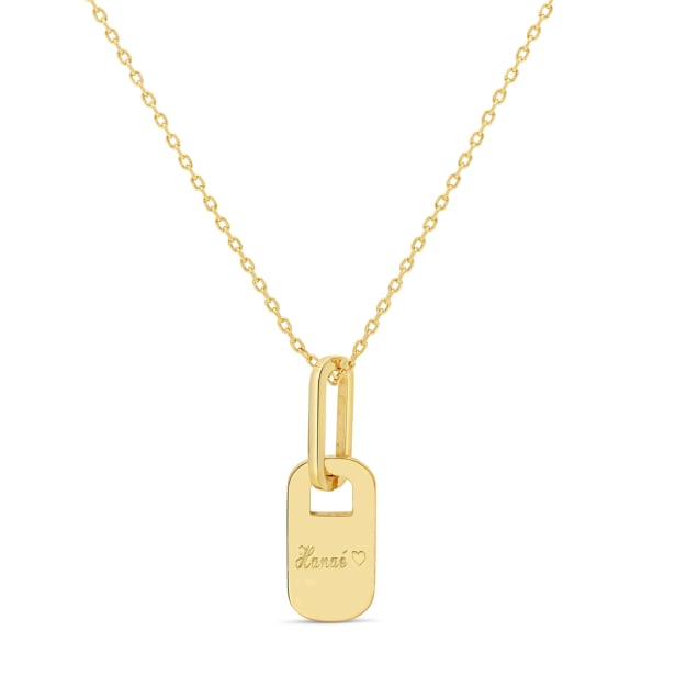 Collier personnalisé médaille rectangulaire, plaqué or