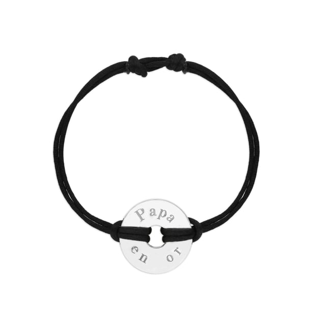 Bracelet cordon homme médaille cible Argent 20 mm