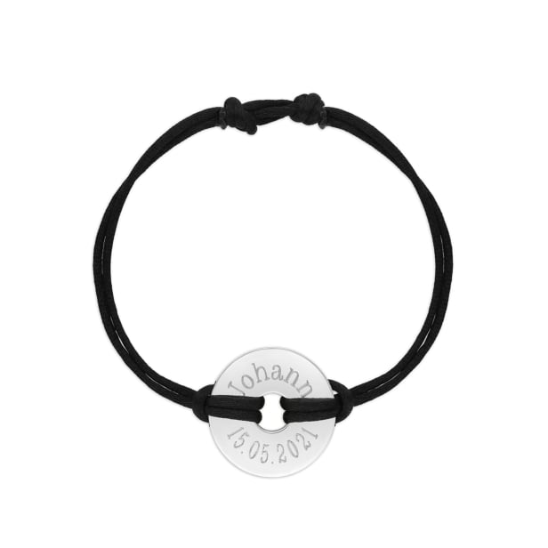 Bracelet cordon homme médaille cible Argent 20 mm