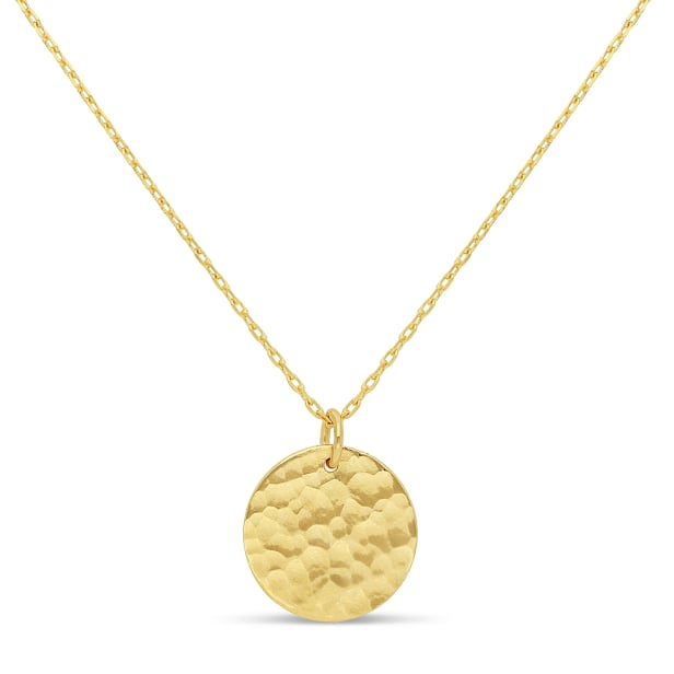 Collier personnalisé médaille martelée, plaqué or