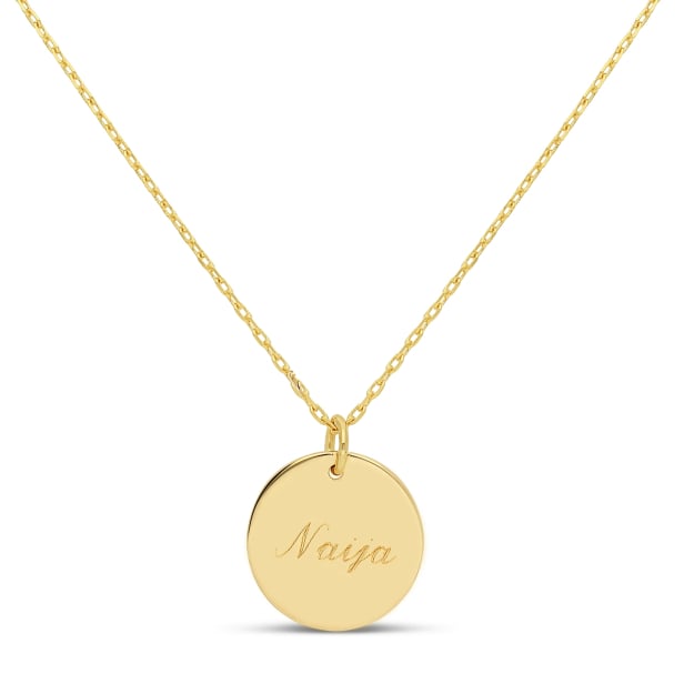 Collier personnalisé médaille martelée, plaqué or