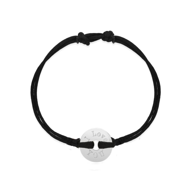 Bracelet cordon homme médaille cible Argent 15 mm