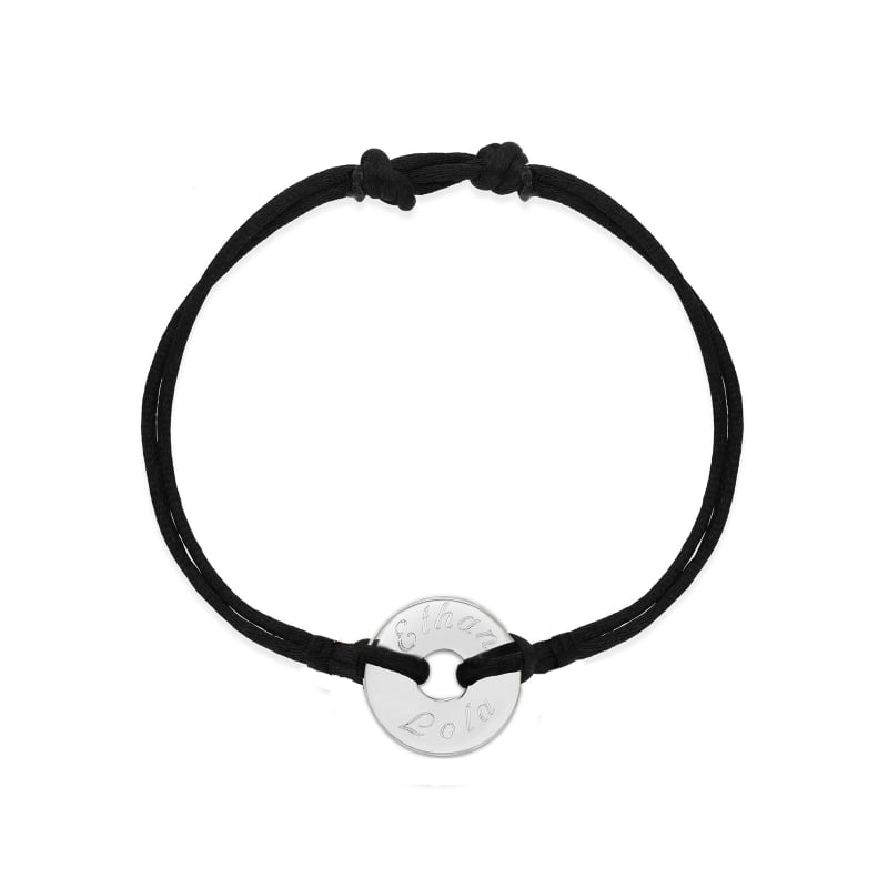 Packshot du bracelet cordon femme médaille cible Argent 15 mm