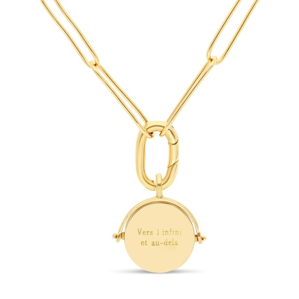 Collier personnalisé grande maille et médaille nacre, plaqué or