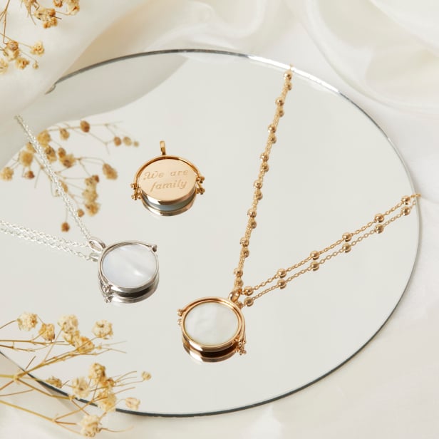 Collier personnalisé médaille nacrée, argent