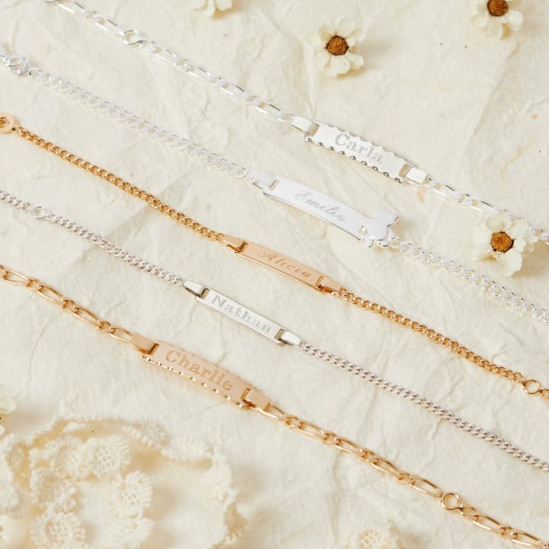 Bracelet enfant gourmette plaque personnalisée Argent