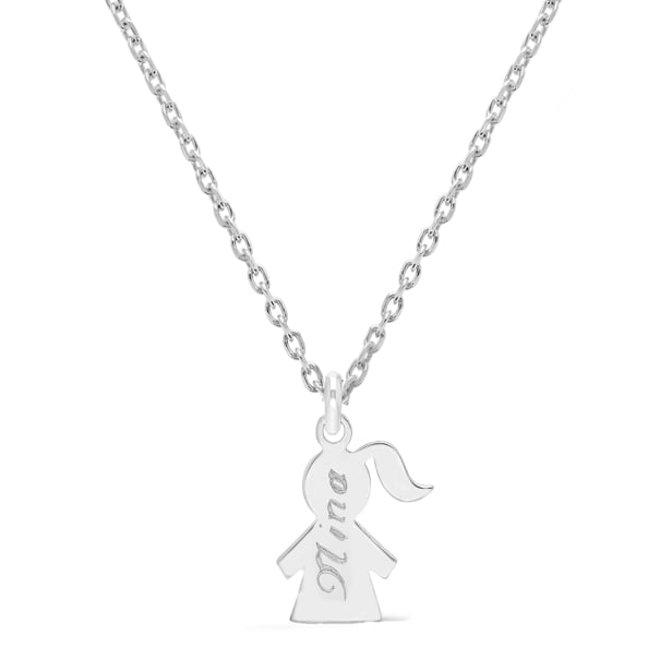 Collier personnalisé charm fillette, argent