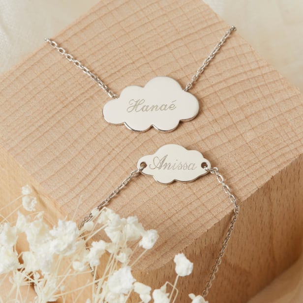 Collier personnalisé nuage 20 mm Argent