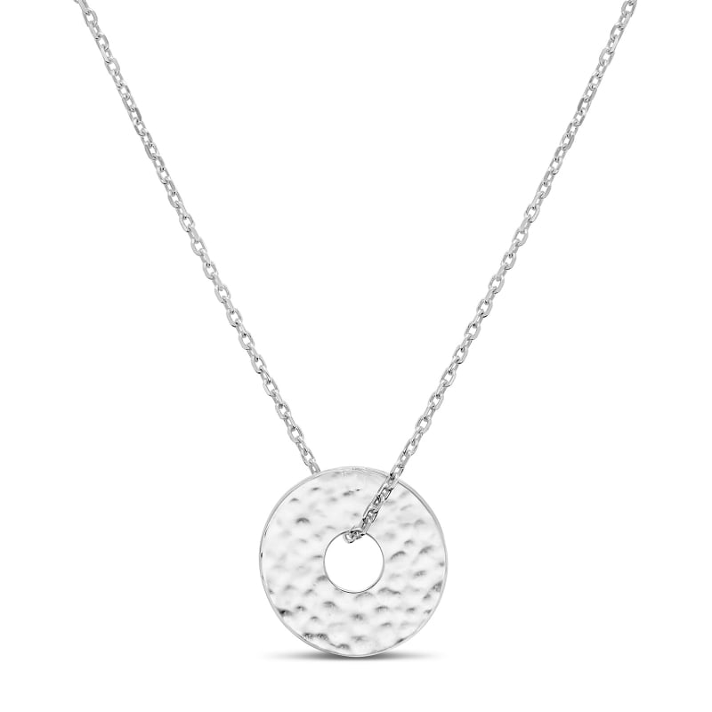Collier personnalisé médaille cible martelée, argent