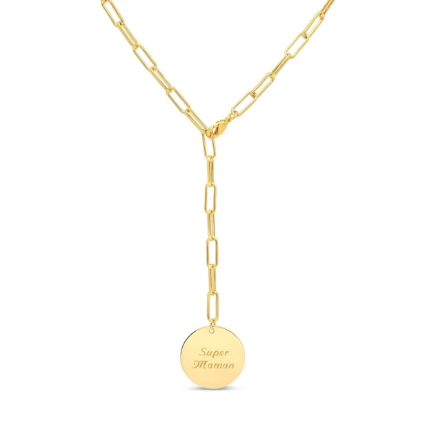 Packshot du Collier grande maille et médaille personnalisée 20 mm en Plaqué Or Packshot du Collier grande maille et médaille personnalisée 20 mm en Plaqué Or