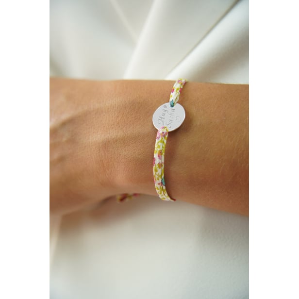 Bracelet liberty médaille 15 mm personnalisée en Argent