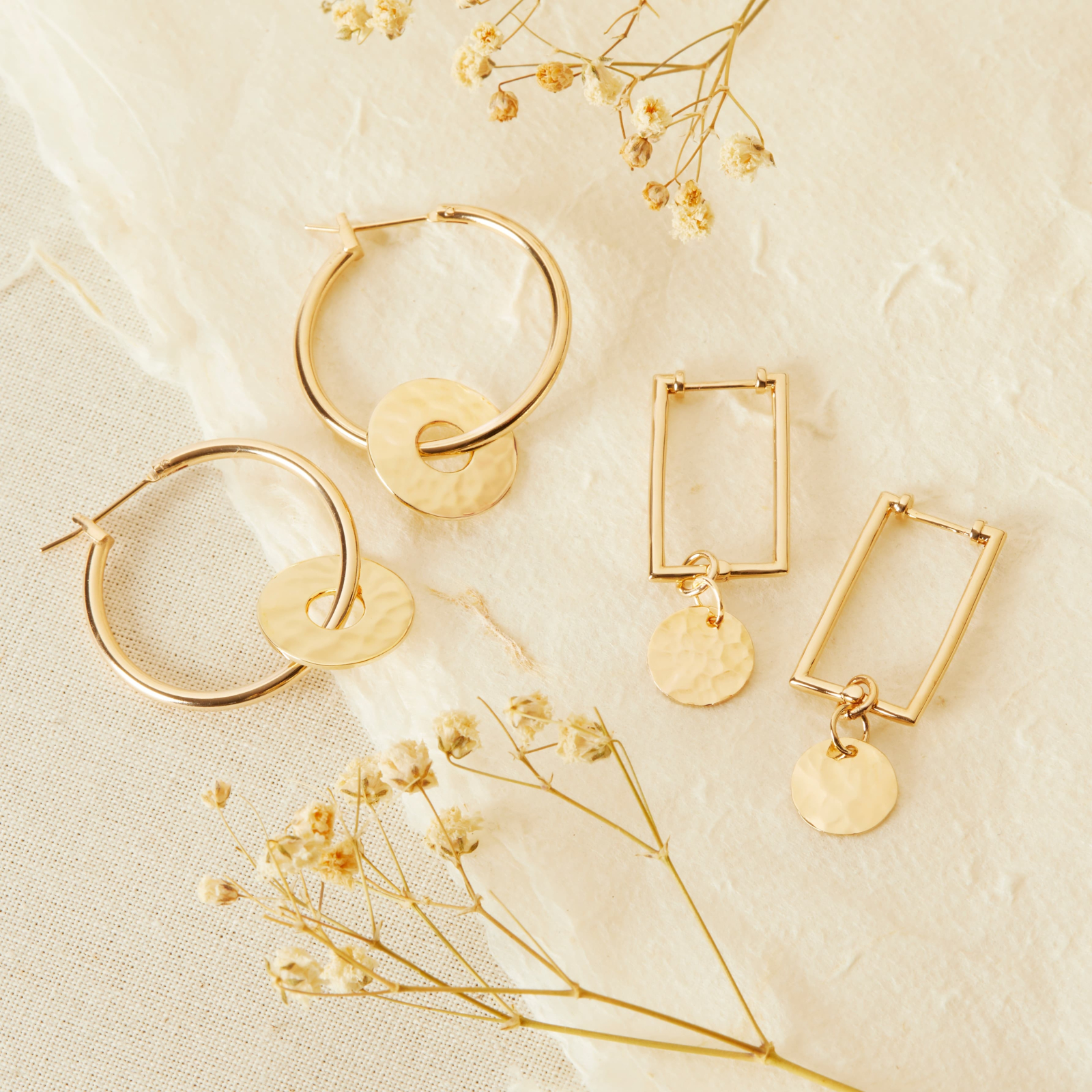 Boucles D'oreilles Créoles Plaquées Or - Paire Neuve Sans Emballage