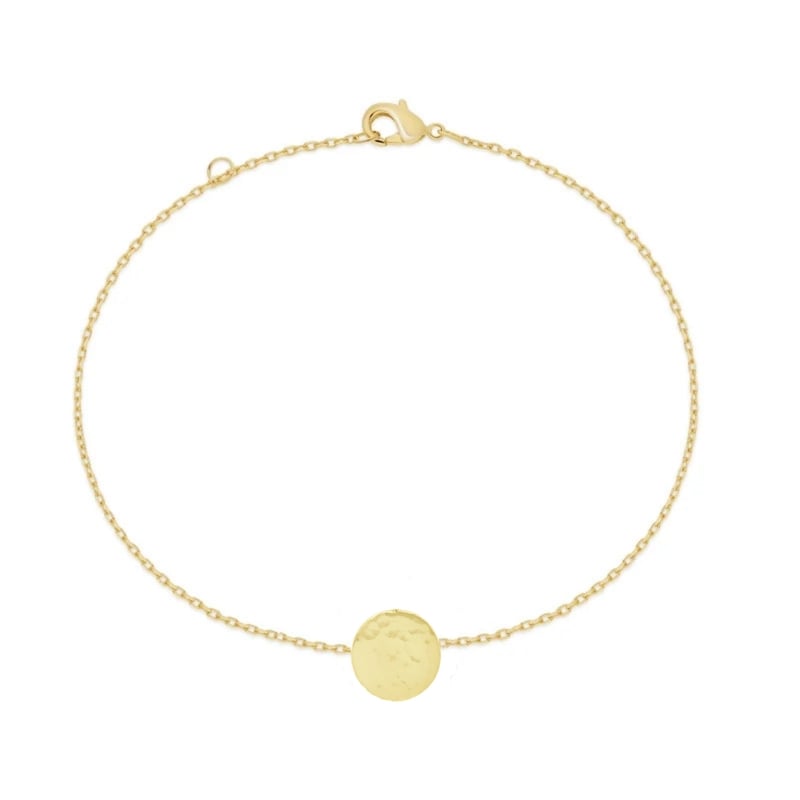 Bracelet chaînette médaille martelée 11 mm gravée Plaqué Or