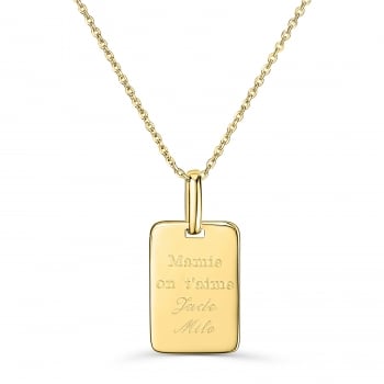 Collier personnalisé femme rectangulaire, plaqué or