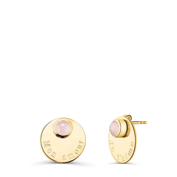Boucles d'oreilles personnalisées avec pierres roses, plaqué or