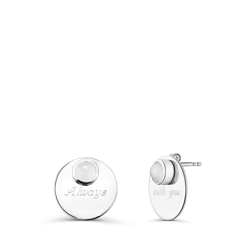 Boucles d'oreilles puces avec pierres blanches en Argent