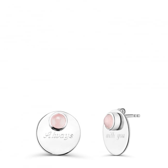 Boucles d'oreilles puces avec pierres roses en Argent