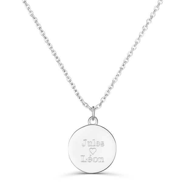 Collier médaille gravée nacre verte, argent