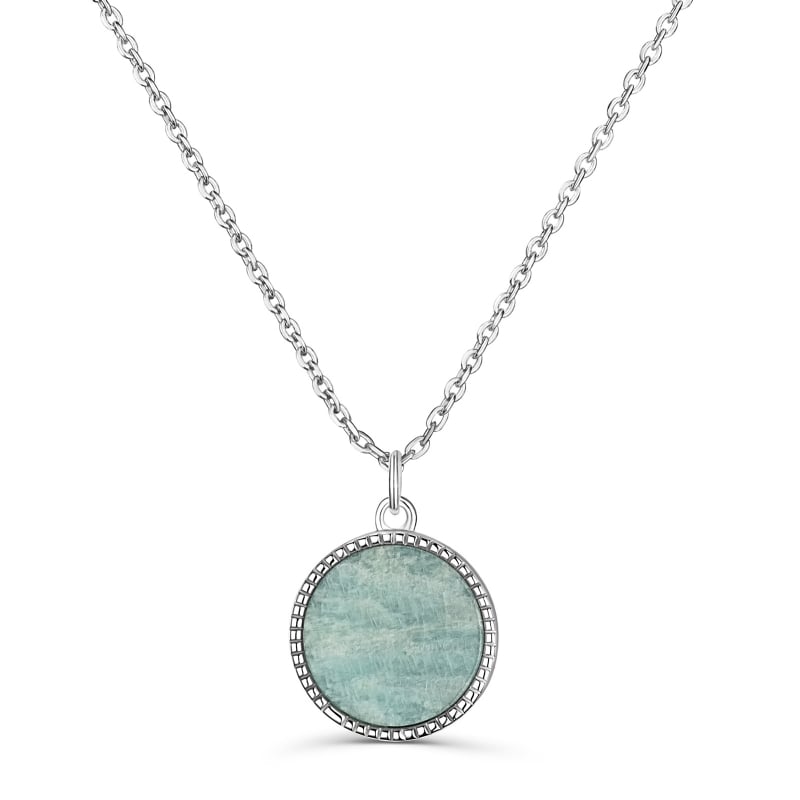 Collier médaille gravée nacre verte, argent