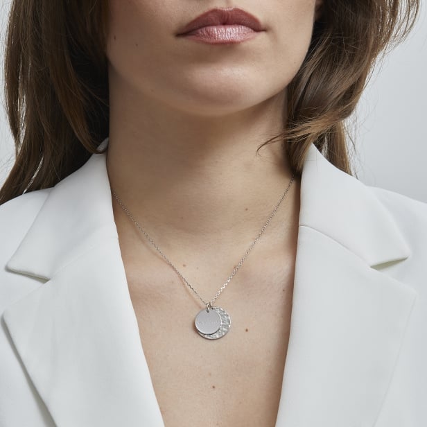 Collier personnalisé médailles martelée et classique, argent