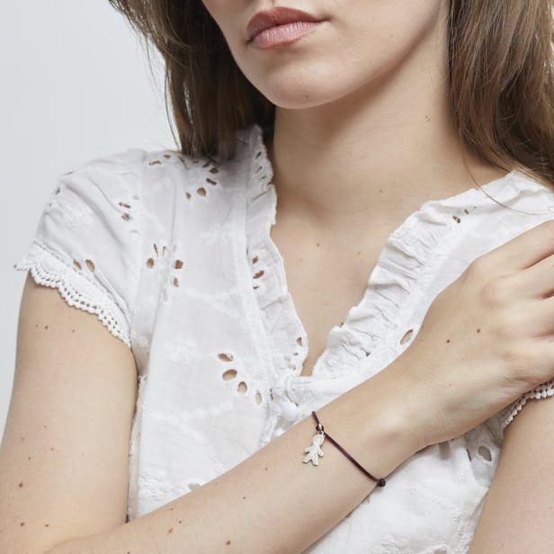 Bracelet cordon et pendentif garçon 15 mm en Argent personnalisé