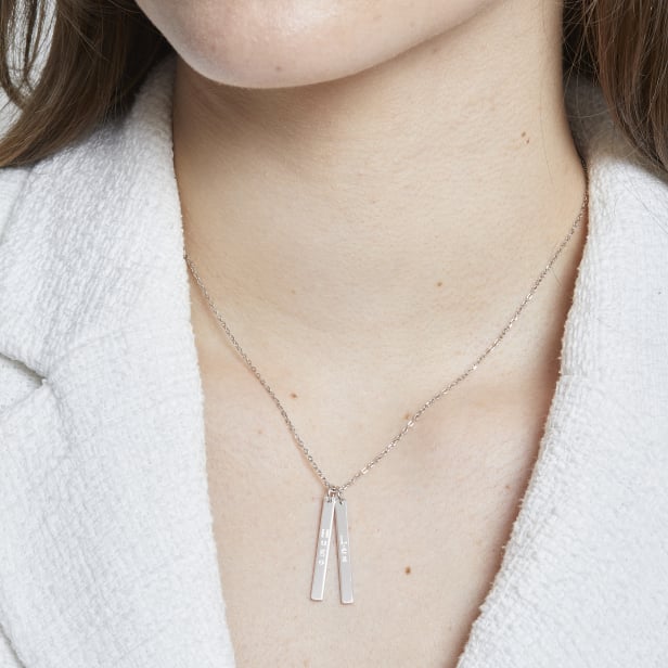Collier personnalisé double plaques, argent