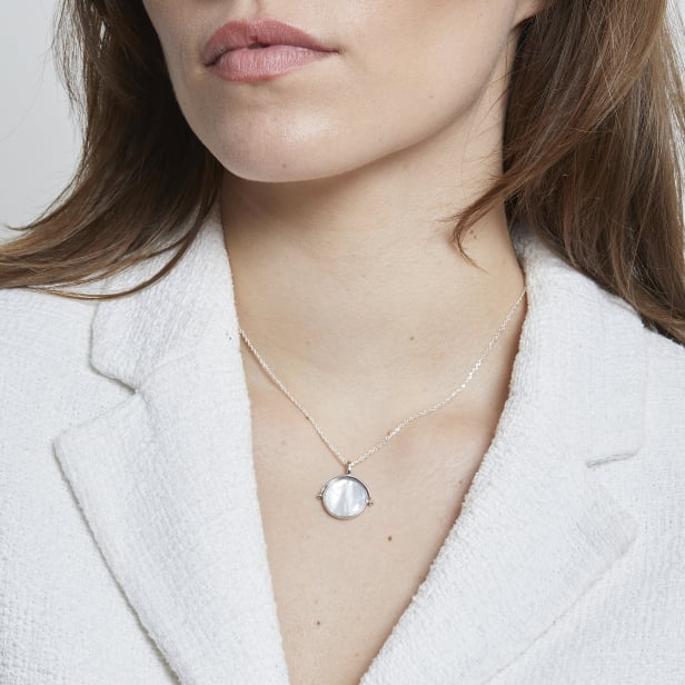 Collier personnalisé médaille nacrée, argent