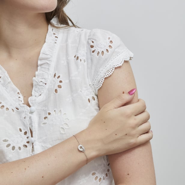 Bracelet gravé anneaux entrelacés, argent