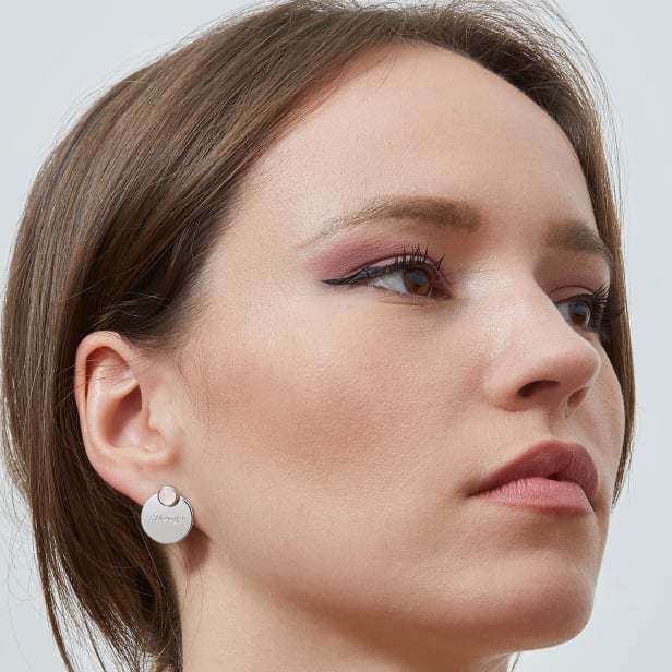 Boucles d'oreilles puces avec pierres blanches en Argent