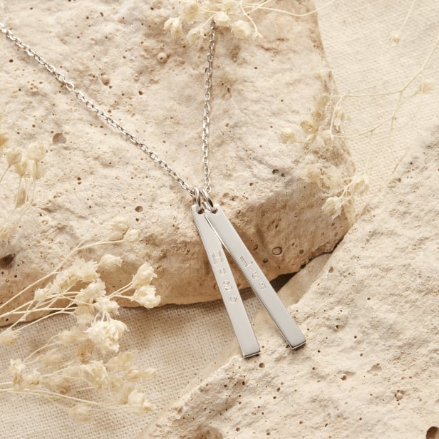 Collier personnalisé double plaques, argent