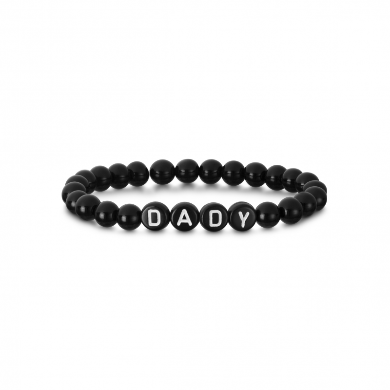 Bracelet personnalisé perles noires avec perles lettres